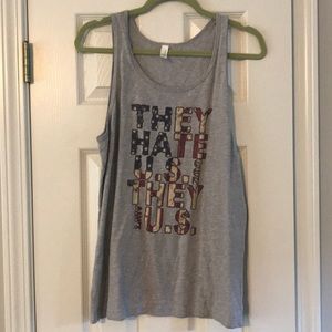 “They hate us cuz they ain’t us” patriotic tank